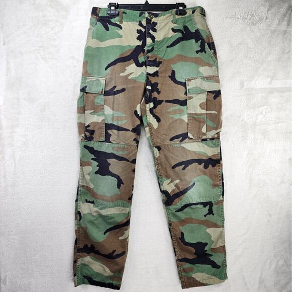 US Military Woodland BDU Ripstop Combat Camouflage Trousers Pants Med-Long - Picture 1 of 15